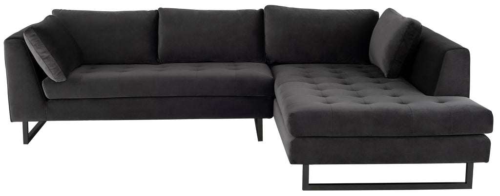Janis Sectional Sofa - Shadow Grey with Matte Black Steel Legs, Right