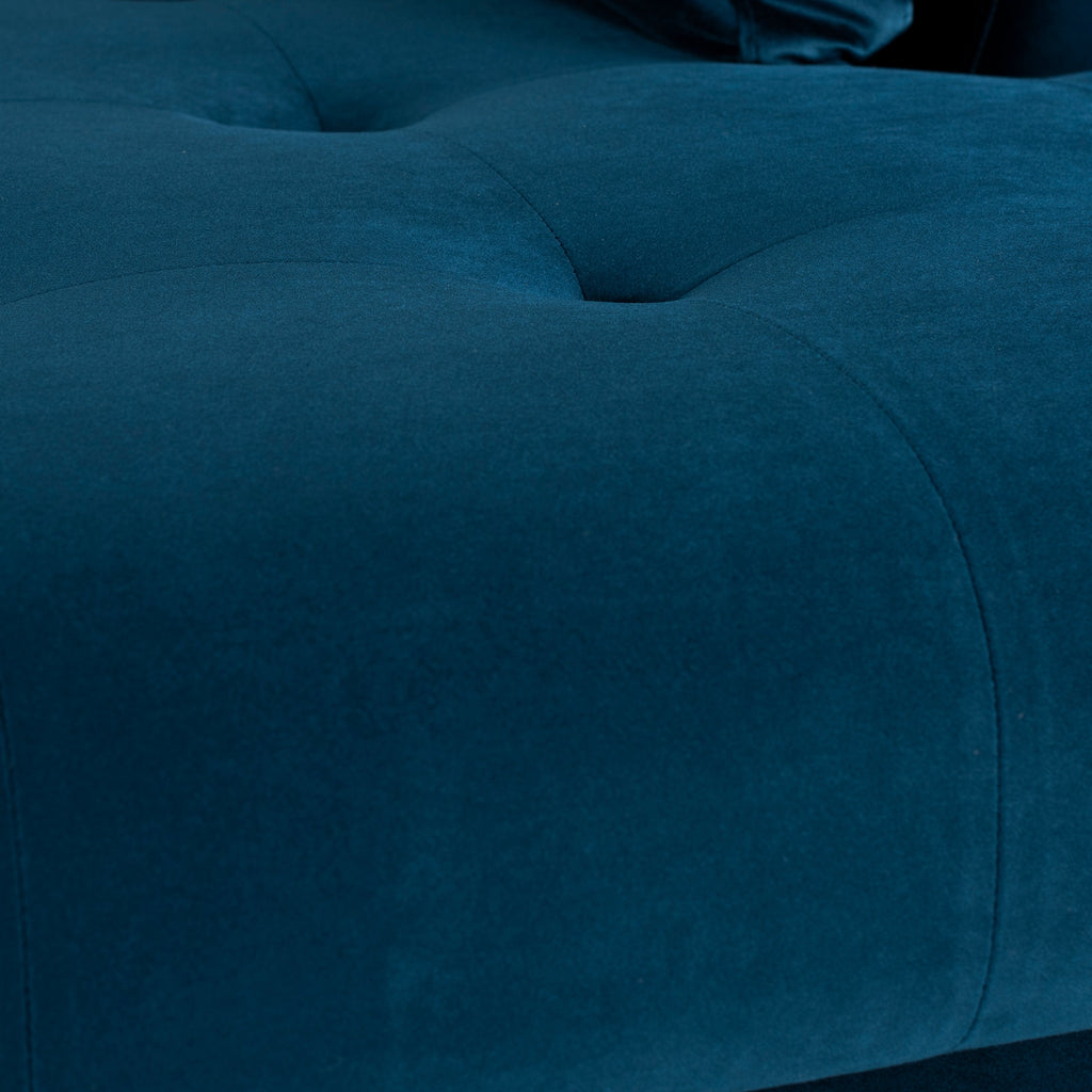 Janis Sectional Sofa - Midnight Blue with Matte Black Steel Legs, Right