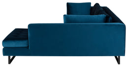 Janis Sectional Sofa - Midnight Blue with Matte Black Steel Legs, Right