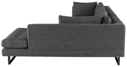 Janis Sectional Sofa - Dark Grey Tweed with Matte Black Steel Legs, Right
