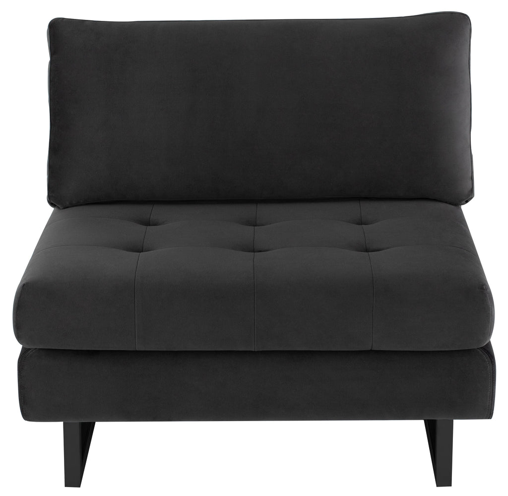 Janis Armless Lounge Chair - Shadow Grey with Matte Black Steel Legs, 34.3in