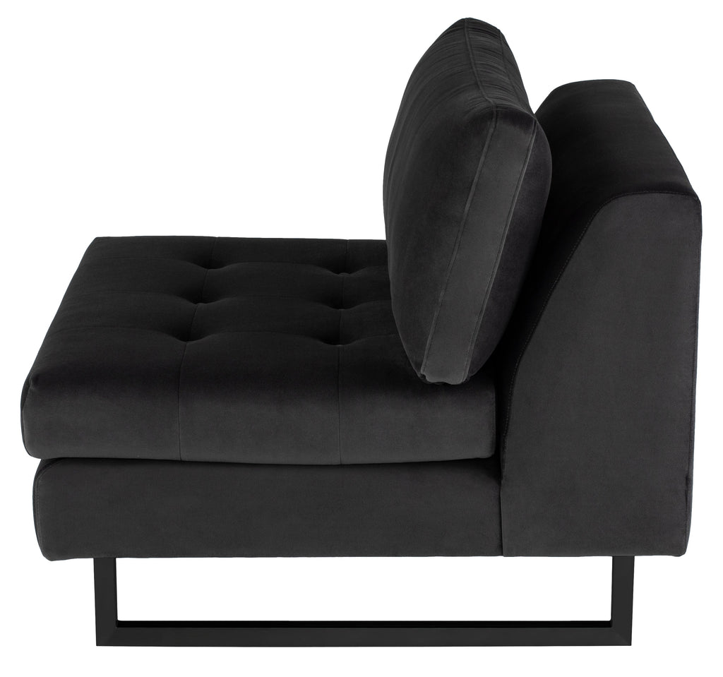 Janis Armless Lounge Chair - Shadow Grey with Matte Black Steel Legs, 34.3in