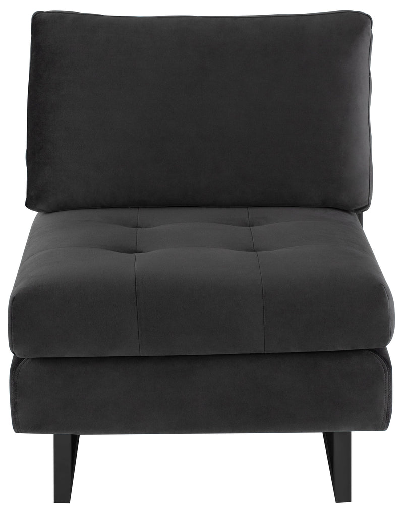 Janis Armless Lounge Chair - Shadow Grey with Matte Black Steel Legs, 25.8in