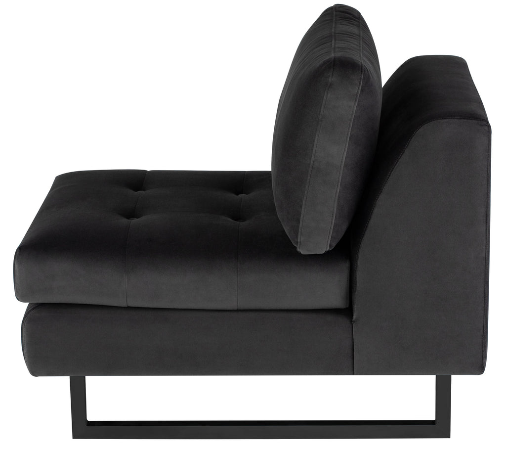 Janis Armless Lounge Chair - Shadow Grey with Matte Black Steel Legs, 25.8in