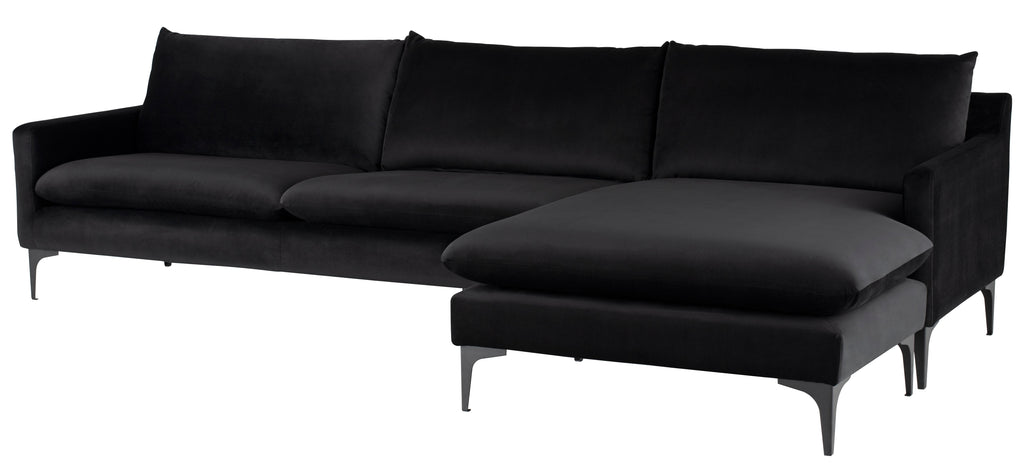 Anders Sectional Sofa - Black with Matte Black Legs, 117.8in