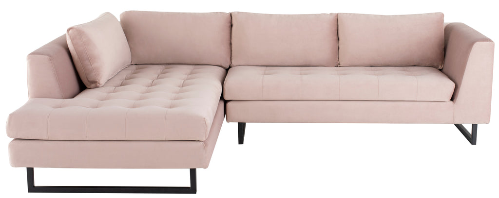 Janis Sectional Sofa - Blush with Matte Black Steel Legs, Left