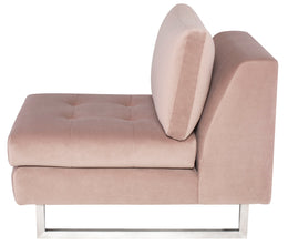 Janis Armless Lounge Chair - Blush with Brushed Stainless Legs, 34.3in