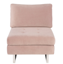 Janis Armless Lounge Chair - Blush with Brushed Stainless Legs, 25.8in