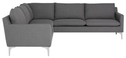 Anders Sectional Sofa - Slate Grey with Brushed Stainless Legs , 103.8in