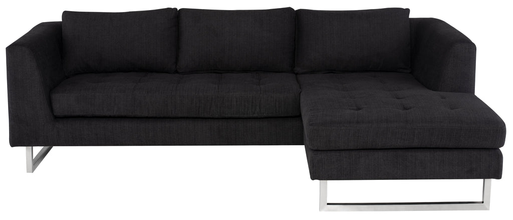 Matthew Sectional Sofa - Coal with Stainless Legs