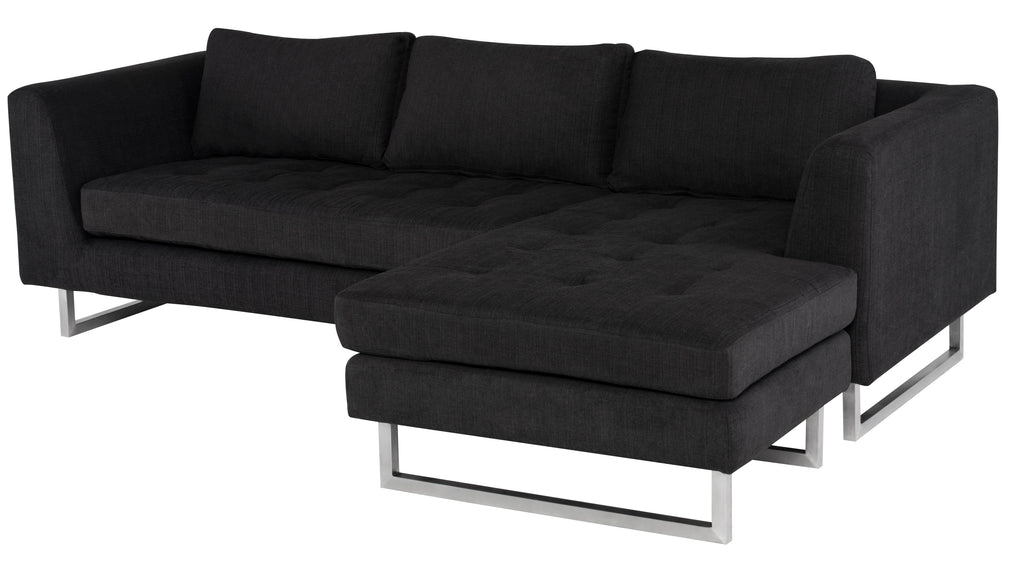 Matthew Sectional Sofa - Coal with Stainless Legs