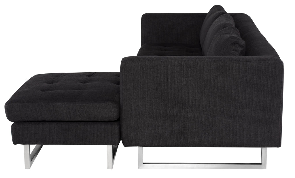 Matthew Sectional Sofa - Coal with Stainless Legs