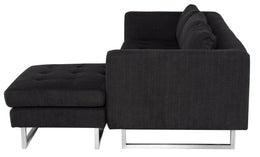 Matthew Sectional Sofa - Coal with Stainless Legs