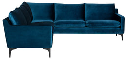 Anders Sectional Sofa - Midnight Blue with Matte Black Legs, 103.8in
