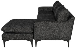 Anders Sectional Sofa - Salt & Pepper with Matte Black Legs, 117.8in