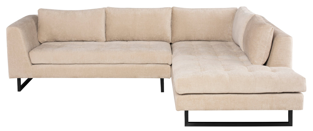 Janis Sectional Sofa - Almond with Matte Black Legs, Right