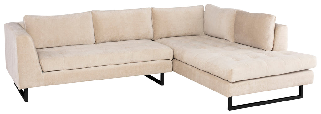 Janis Sectional Sofa - Almond with Matte Black Legs, Right