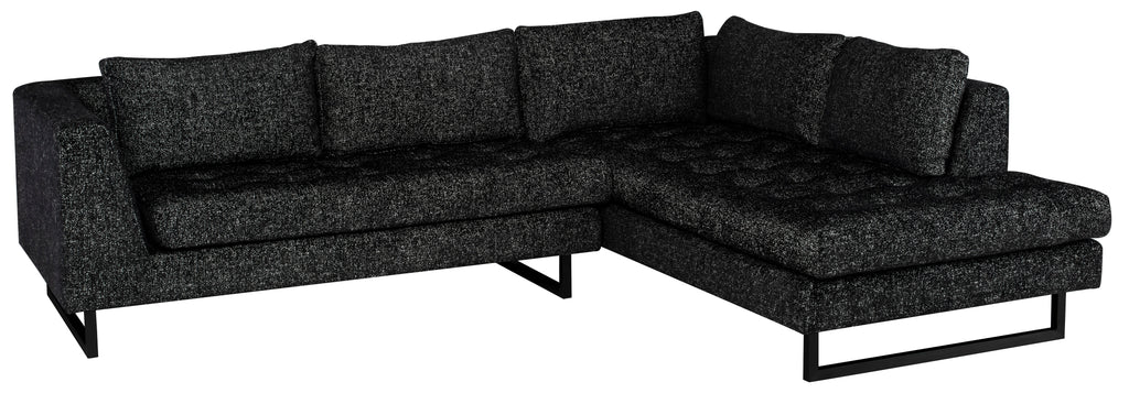 Janis Sectional Sofa - Salt & Pepper with Matte Black Legs, Right