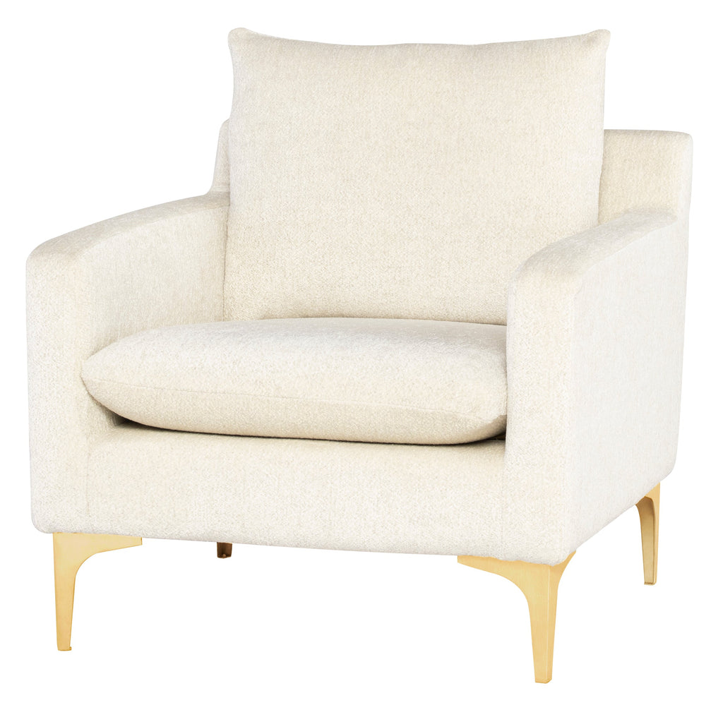 Anders Lounge Chair - Coconut with Brushed Gold Legs