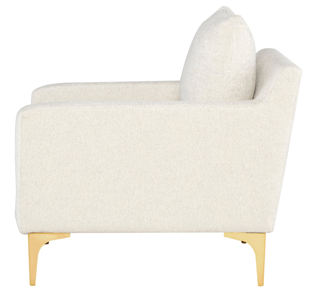 Anders Lounge Chair - Coconut with Brushed Gold Legs