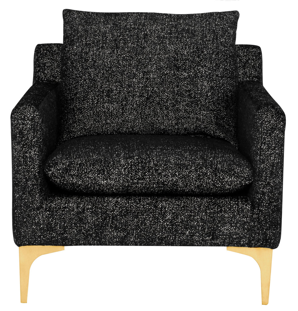 Anders Lounge Chair - Salt & Pepper with Brushed Gold Legs