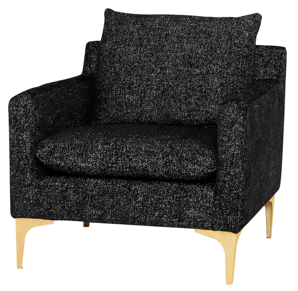 Anders Lounge Chair - Salt & Pepper with Brushed Gold Legs