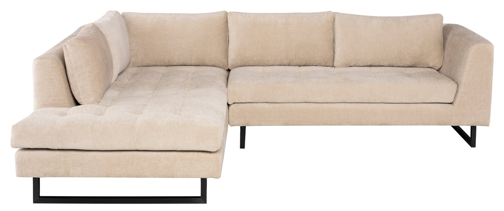 Janis Sectional Sofa - Almond with Matte Black Legs, Left