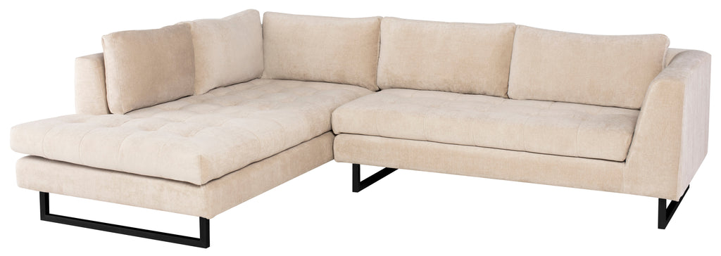 Janis Sectional Sofa - Almond with Matte Black Legs, Left