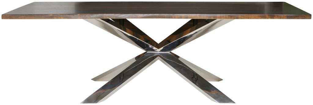 Couture Dining Table - Seared with Polished Stainless Base, 96in