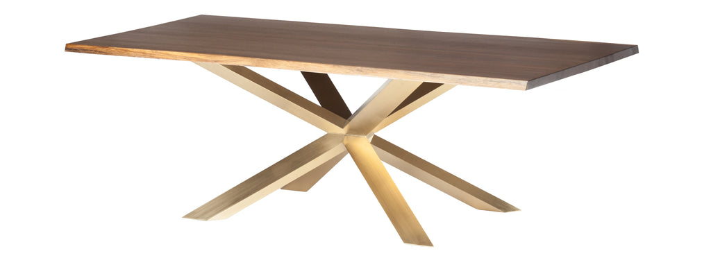 Couture Dining Table - Seared with Brushed Gold Base, 96in