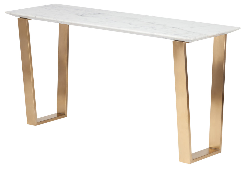 Catrine Console Table - White with Brushed Gold Legs