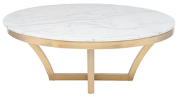 Aurora Coffee Table - White with Brushed Gold Base