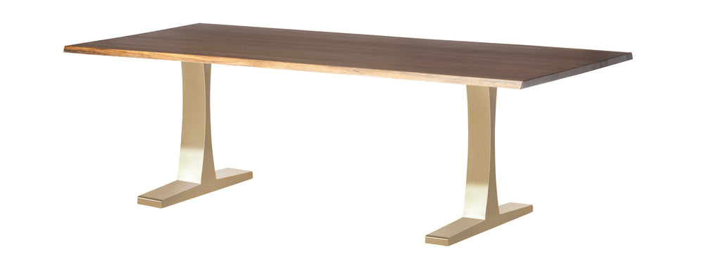 Toulouse Dining Table - Seared with Brushed Gold Legs, 78in