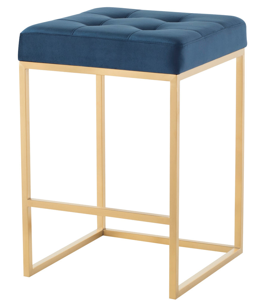 Chi Counter Stool - Peacock with Brushed Gold Frame