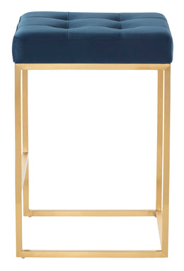 Chi Counter Stool - Peacock with Brushed Gold Frame