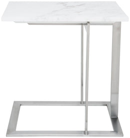 Dell Side Table - White with Brushed Stainless Base