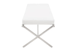 Auguste Occasional Bench - White with Brushed Stainless Base