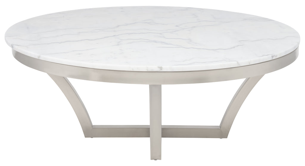 Aurora Coffee Table - White with Polished Stainless Base