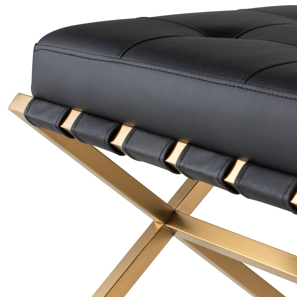 Auguste Occasional Bench - Black with Brushed Gold Base, 59in