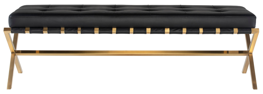 Auguste Occasional Bench - Black with Brushed Gold Base, 59in