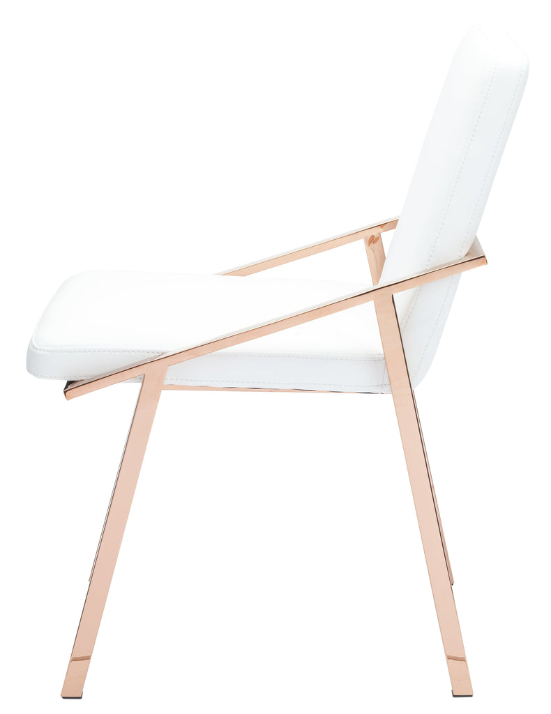 Nika Dining Chair - White with Polished Rose Gold Frame