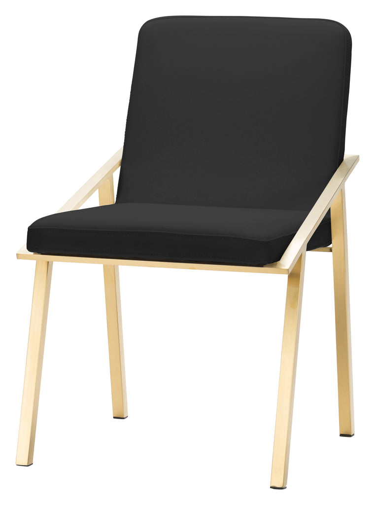 Nika Dining Chair - Black with Brushed Gold Frame