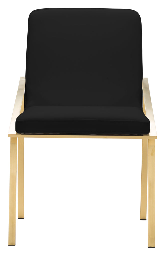 Nika Dining Chair - Black with Brushed Gold Frame