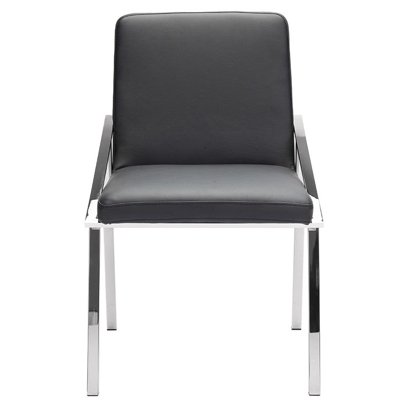Nika Dining Chair - Black with Polished Stainless Frame