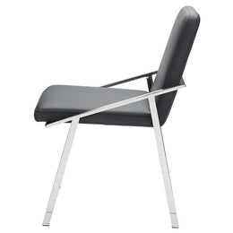 Nika Dining Chair - Black with Polished Stainless Frame