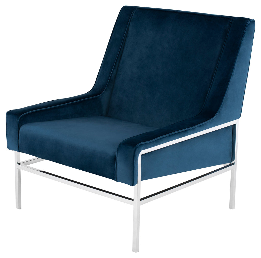 Theodore Occasional Chair - Peacock with Polished Stainless Frame