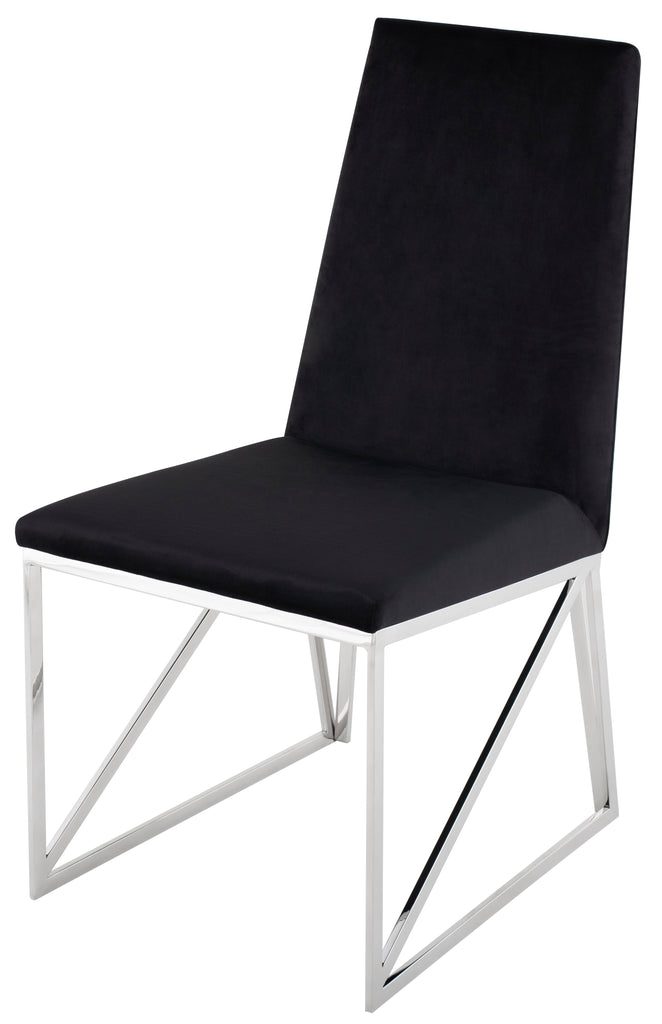 Caprice Dining Chair - Black with Polished Stainless Frame
