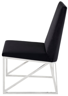 Caprice Dining Chair - Black with Polished Stainless Frame