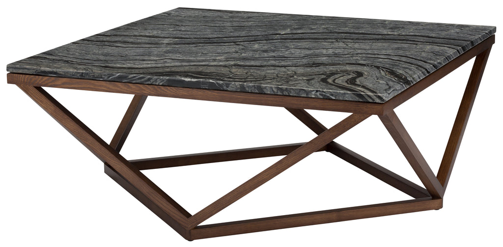 Jasmine Coffee Table - Black Wood Vein with Walnut Stained Ash Base