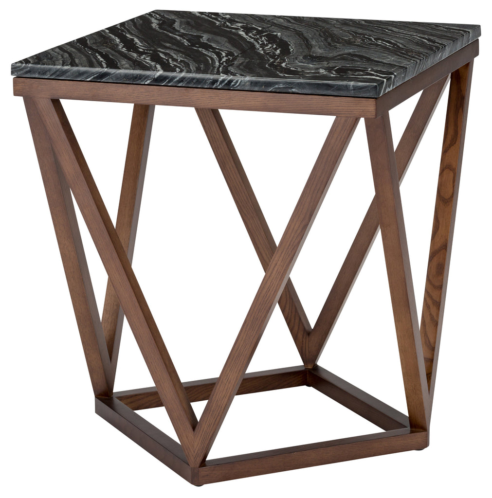 Jasmine Side Table - Black Wood Vein with Walnut Stained Ash Base